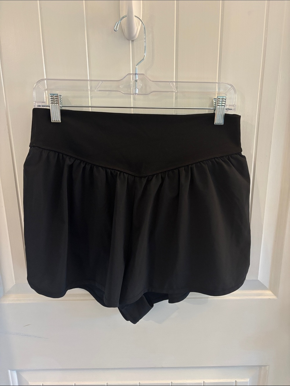 Black Athletic Skort-Style Shorts with Wide Waistband